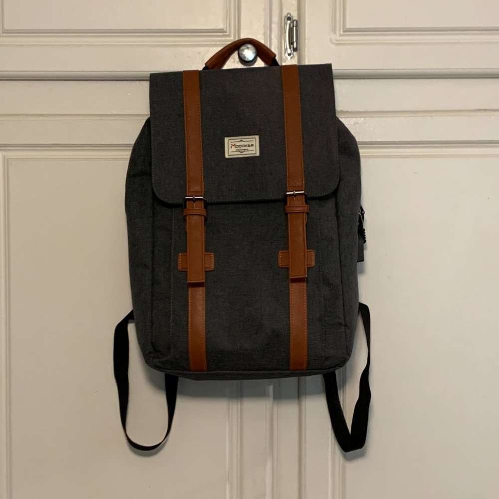 Used Modoker Backpack Laptop Women Men School College with USB Charging Grey